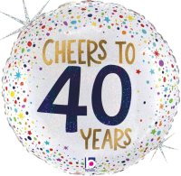 18" Cheers to 40 Years Holographic Foil Balloon - Pkg