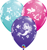 11" Merry Mermaid & Friends Latex Balloons - 50ct 11" Merry Mermaid & Friends Latex Balloons - 50ct