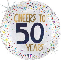 18" Cheers to 50 Years Holographic Foil Balloon - Pkg